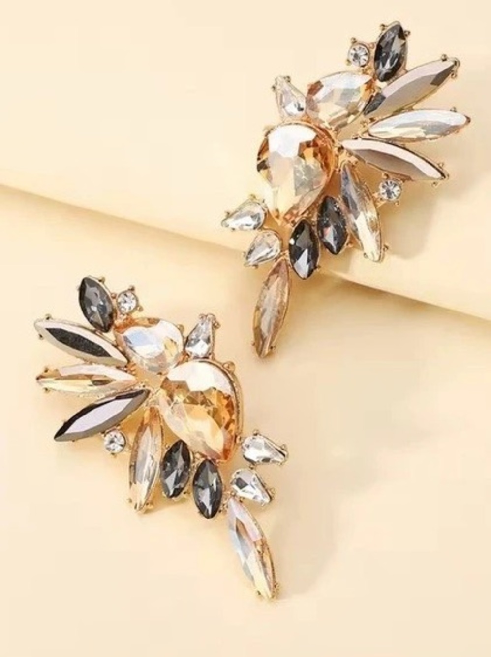 Crystal Floral Brooch Set in Gold & Silver new
